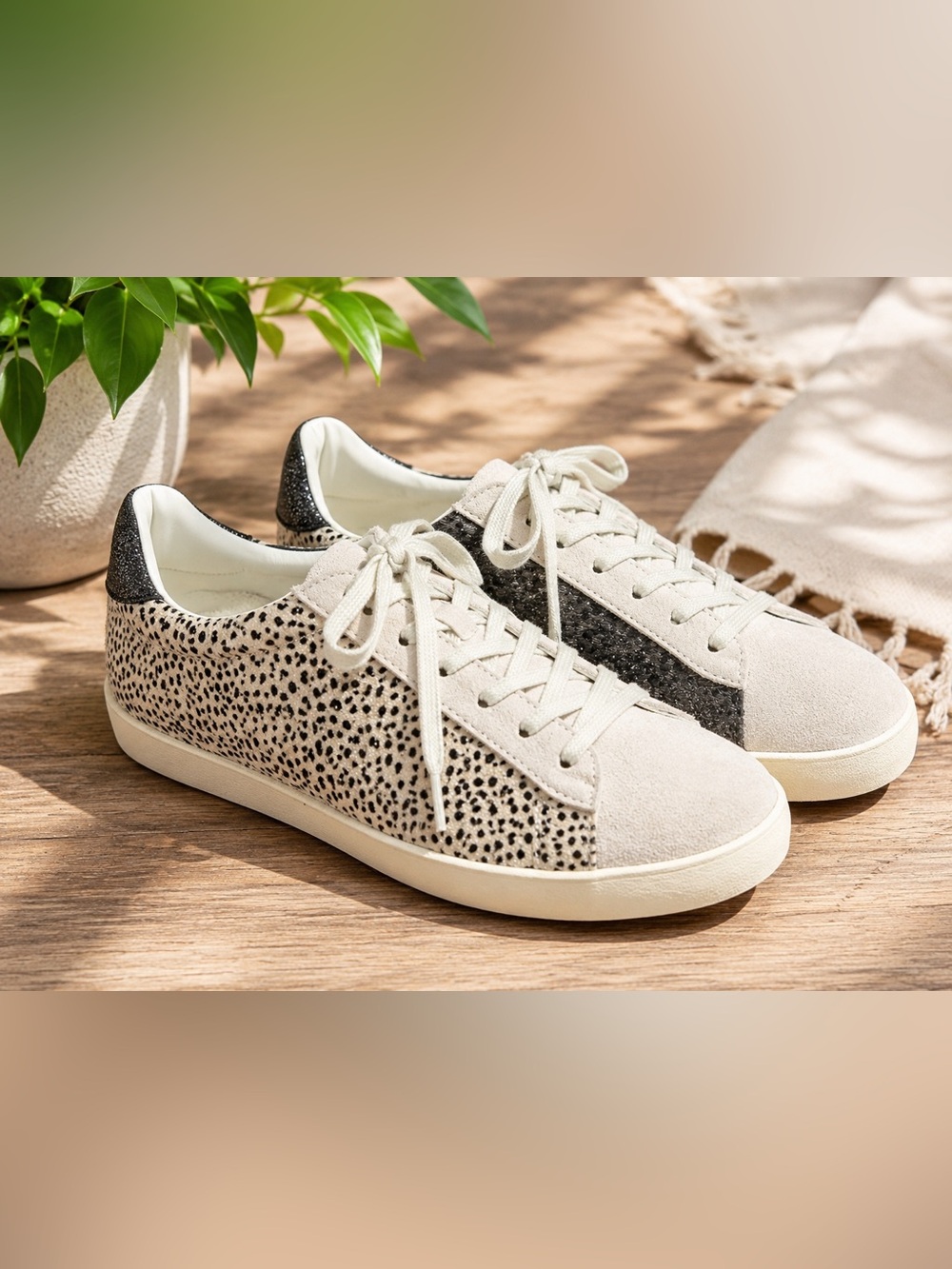 Gola Nova Savanna Sneakers Womens 9 Animal Print Glitter Suede Retro Low Top #19